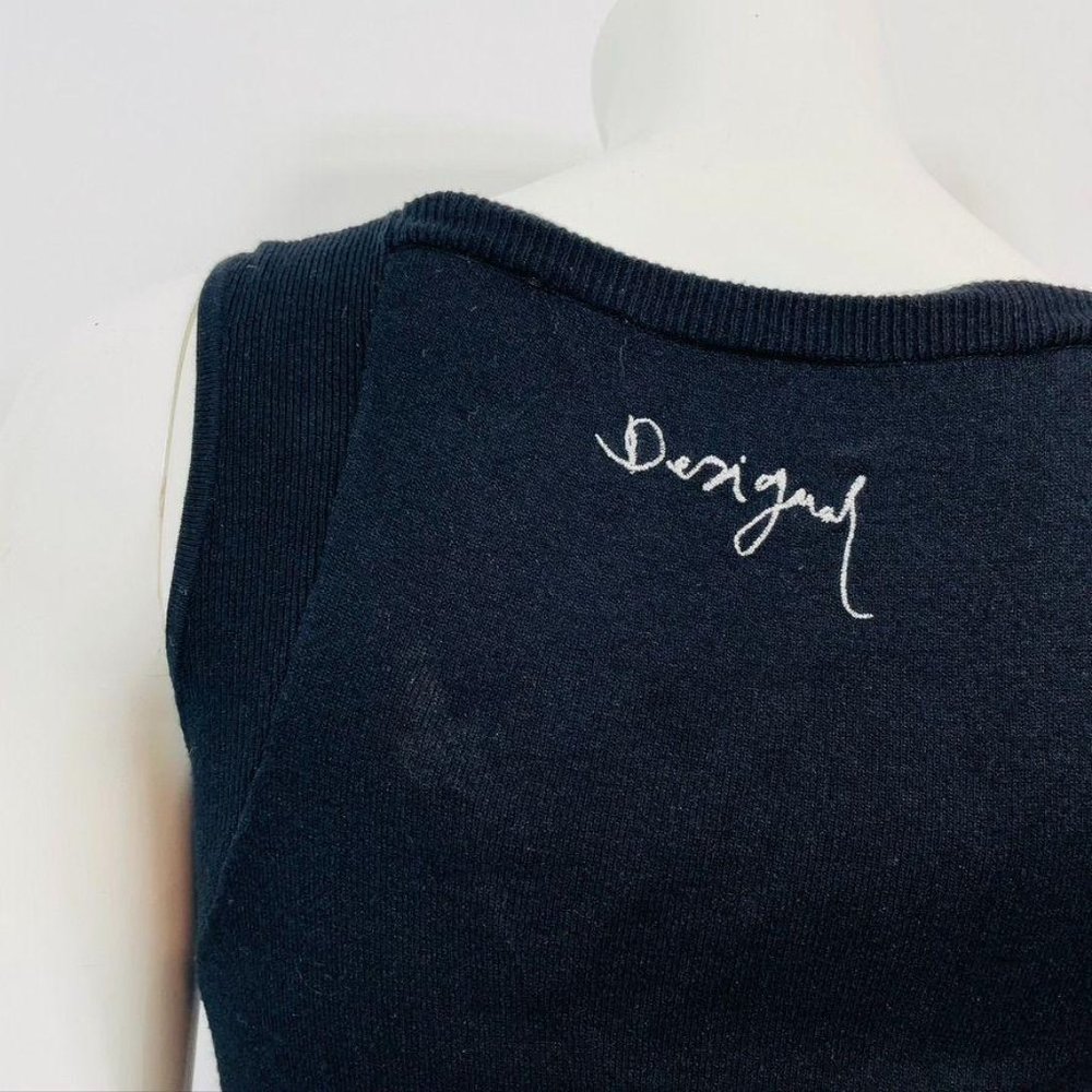 Desigual Black Knit Floral Embroidered Dress - Picture 6 of 8